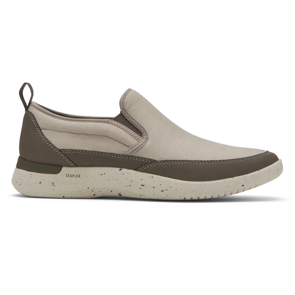 Scarpe Slip-On Rockport Uomo - Truflex Fly Mudguard - Khaki - PMFHZOE-52